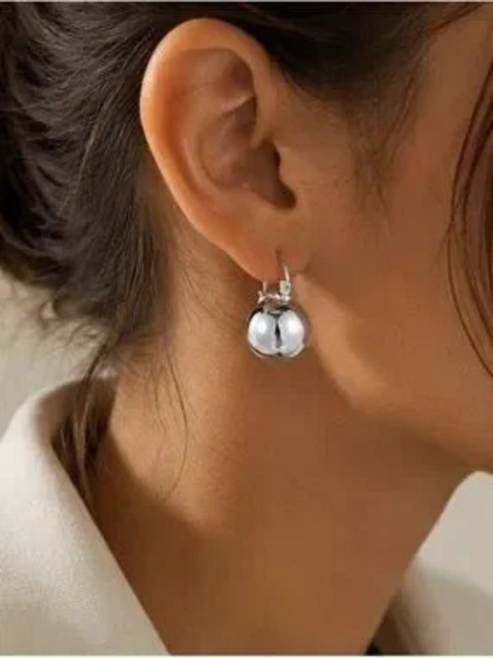 Luxe Silver Orb Drop Earrings Contemporary Minimalist Statement Jewelry